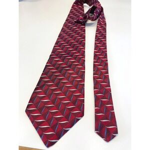 Bugatti Red Abstract Patterned Italian Silk Mens Tie